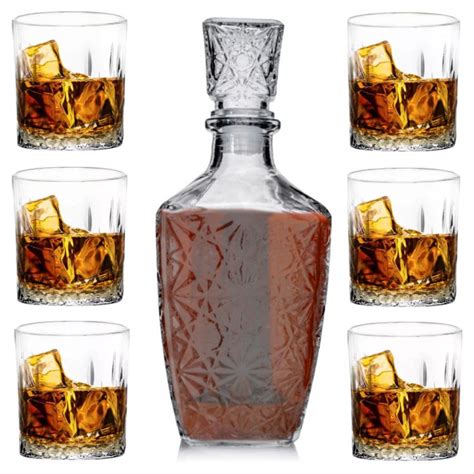 Zestaw Do Whisky Karafka Szklana 1000 Ml 6 Grubych Szklanek 280 Ml