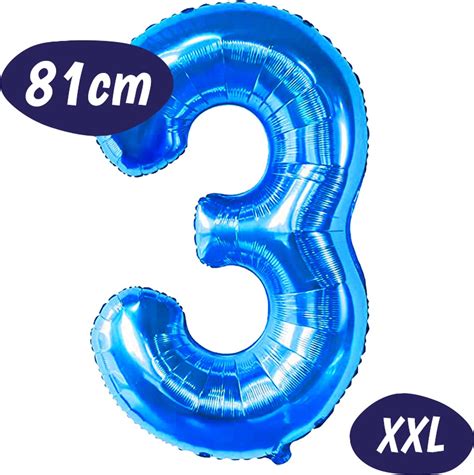 Folieballon Cijfer Ballon Blauw Cm Incl Opblaasrietje