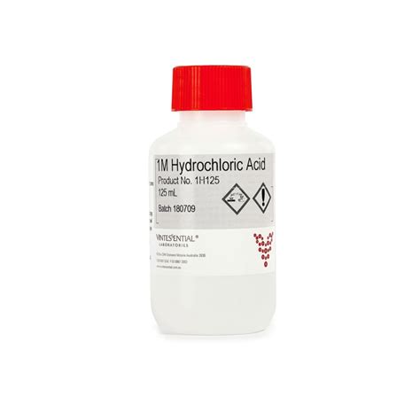 Hydrochloric acid, 1M, 125mL | Vintessential Wine Laboratories