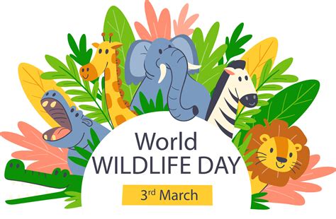 The World Wildlife Day Logo With Different Animals And Plants Around It