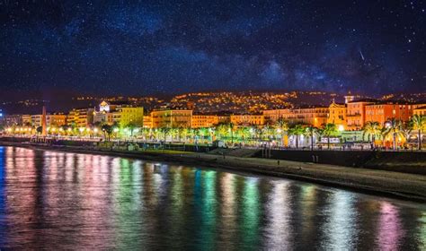 Night Aerial View of Nice, Cote D`Azur, French Riviera, France Stock Image - Image of city ...