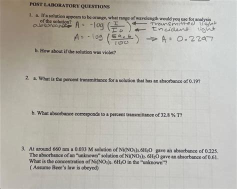 Solved Post Laboratory Questions A If A Solution Appears Chegg