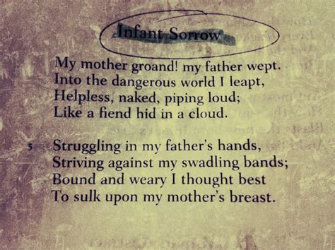 Infant Sorrow By William Blake Great Poems Sorrow William Blake