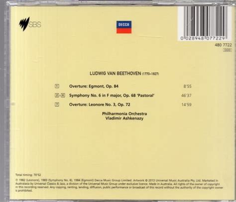 BEETHOVEN SYMPHONY NO 6 PASTORAL OVERTURES EGMONT LEONORE NO 3 他 中古