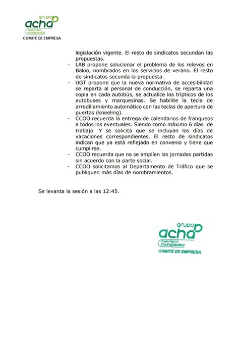 Tabl N Digital Del Comit De Empresa Acta Comit De Empresa