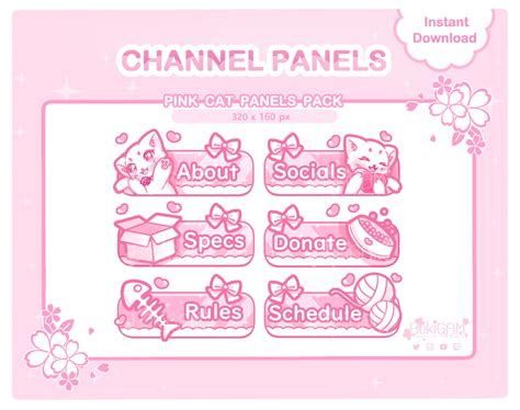 Pink Cat Twitch Panels / Cute Twitch Panels / Panels Pack / - Etsy