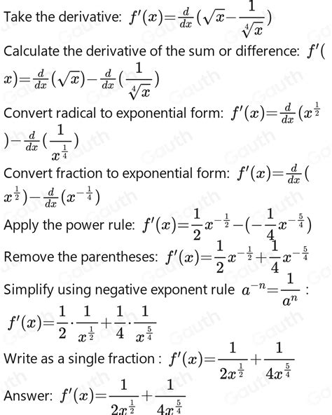 Solved Use The Power Rule To Find The Derivative Of The Given Function 3、 F X Sqrt X 1 Sqrt