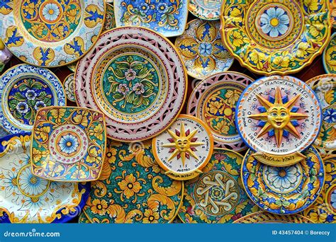 Ceramic Plates In Classic Sicilian Style Erice Stock Photo Image