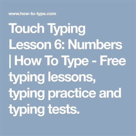 Touch Typing Lesson Numbers How To Type Free Typing Lessons