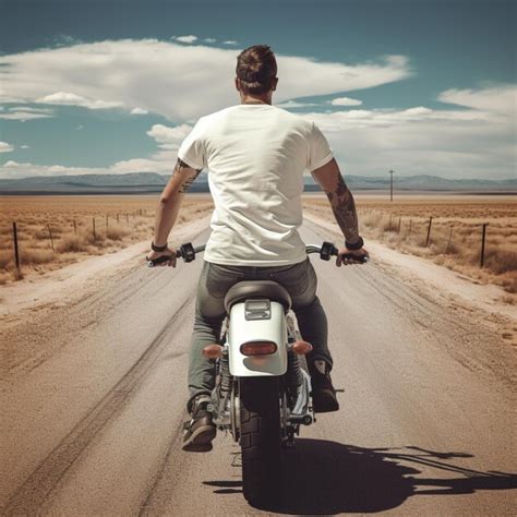 Foto De Un Hombre En La Bicicleta Con Una Camiseta Blanca Mirando Hacia