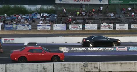 Watch The Dodge Challenger Hellcat Show A Chrysler 300 Srt8 Why Its The Drag Strip King