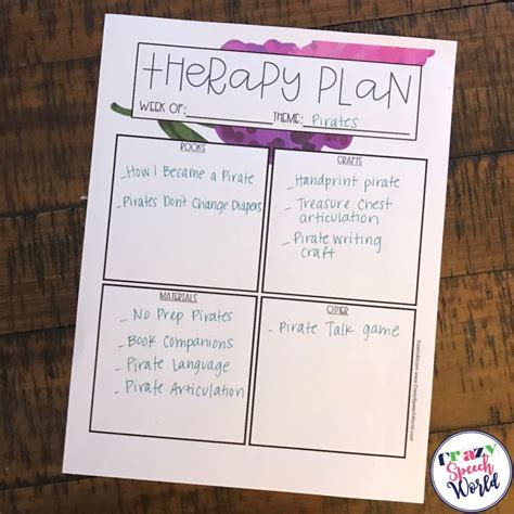 Lesson Plans For Speech Therapy Free Planning Sheet