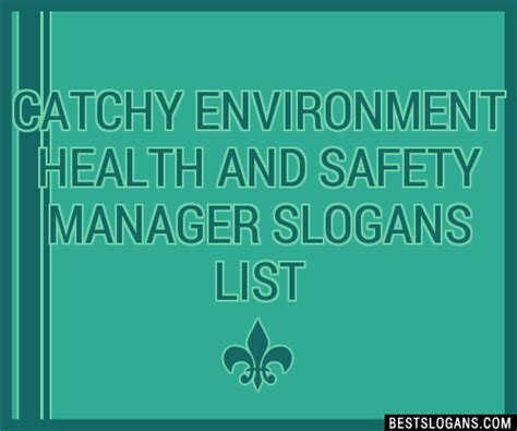 30+ Catchy Environment Health And Safety Manager Slogans List, Taglines ...