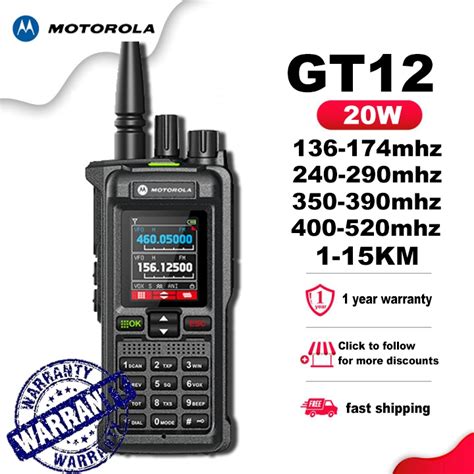 Motorola Gt12 Walkie Talkie High Power Dual Band Radio 20w 20km 6800mah