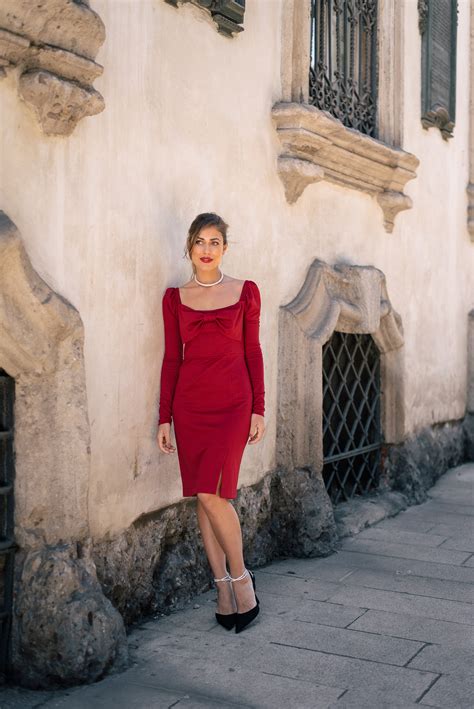 Red Dress With A Bow Denina Martin Collection