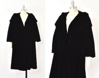 1950s Black Velvet Swing Coat Etsy