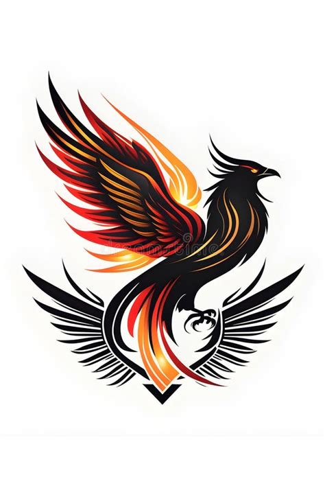 Burning Bird Phoenix Rising Form Flames And Fire Stock Illustration