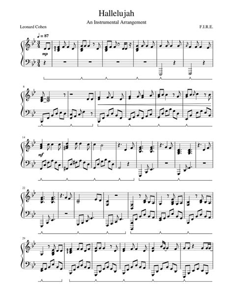 Leonard Cohen Hallelujah Sheet Music For Piano Solo