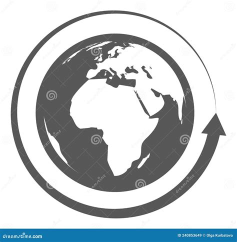 Arrow Around Planet Icon Earth Orbit Symbol Stock Vector