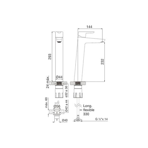 PUELO LAVATORIO MONOCOMANDO ALTO 0181 02 B5 CR LECER