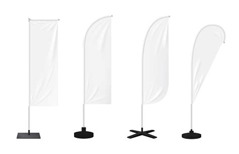 Realistic Beach Flag Banner Stand Blank Mockups Stock Illustration Download Image Now