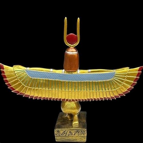 Unique Egyptian Statue Of Goddess Isis Open Winged Covered With Gold