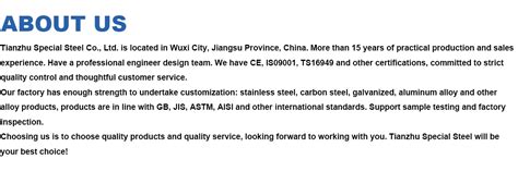 Company Overview Wuxi Tianzhu Special Steel Co Ltd