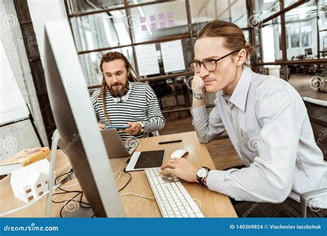 Serious Focused Man Thinking About His Work Stock Photo Image Of