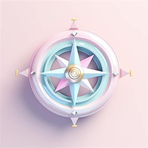 There Is A Pink And Blue Compass With A Gold Star On It Generative Ai