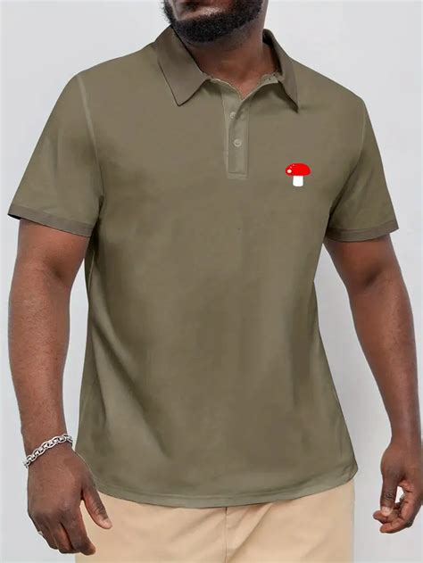 Mens Plus Size Polo Shirt Mushroom Graphic Print Short Temu Ireland