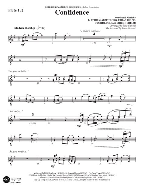 Confidence Choral Anthem Satb Flute Sheet Music Pdf Word Music Arr Luke Gambill Orch