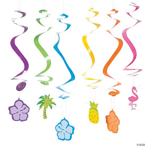 36 Tropical Hanging Swirl Decorations 12 Pc