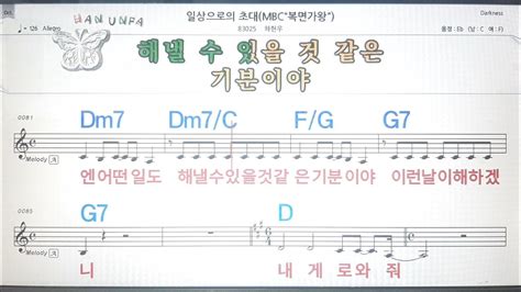 일상으로의 초대하현우💋노래방 코드 큰 악보 반주 가라오케 가사💖karaoke Sheet Music Chord