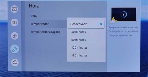 Configurar el apagado automático y temporizador en la Smart TV