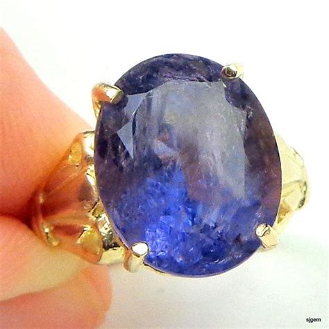 SALE Sz 7Solid 10K Yellow Gold 7 2Ct Genuine Blue Iolite Antique Items