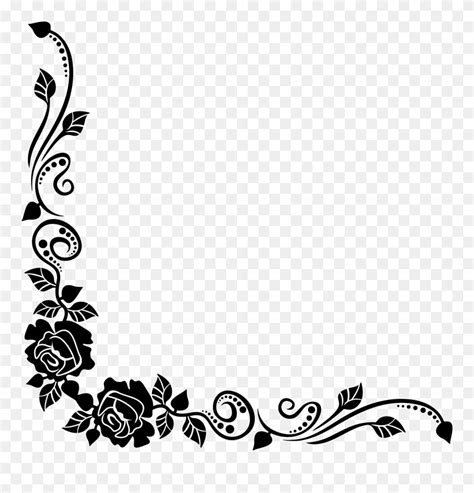 Rose Border Black And White Clipart Pinclipart