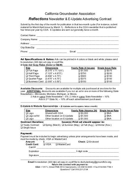 Fillable Online Cga Advertising Form With E Updates Draft Fax Email