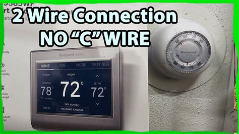 How To Connect Smart Honeywell Thermostat No C Wire 2 Wire Connection Youtube