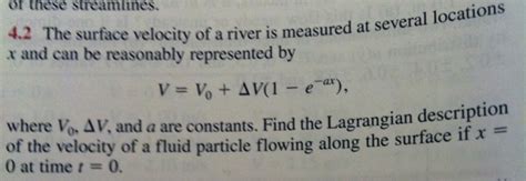 Solved The Surface Velocity Of A River Is Measured At Chegg