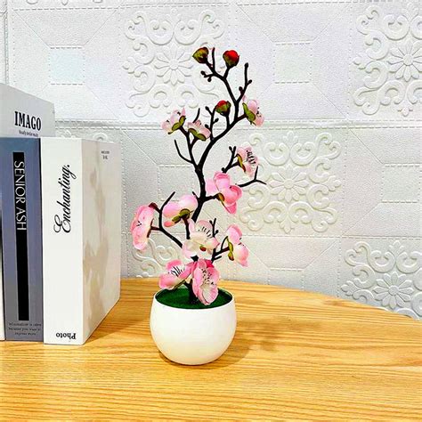 Opvise Simulation Bonsai Realistic Anti Fade Faux Silk Flower Nice