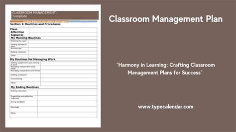 Free Printable Classroom Management Plan Templates [pdf]