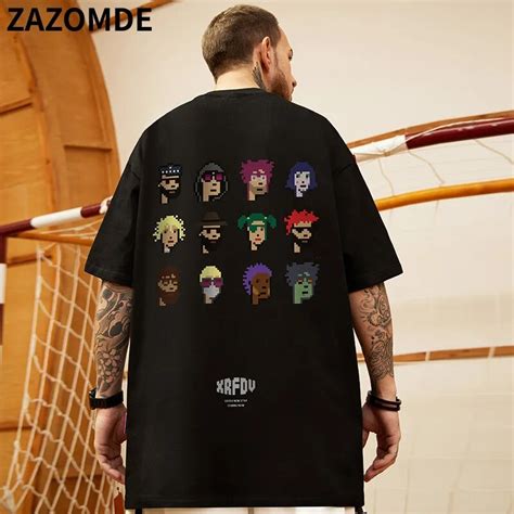 Zazomde Summer Cartoon Pixels Print Hip Hop T Shirt Men Harajuku Tshirt