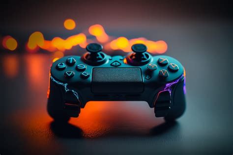 Premium Photo | An xbox controller with a neon light in the background