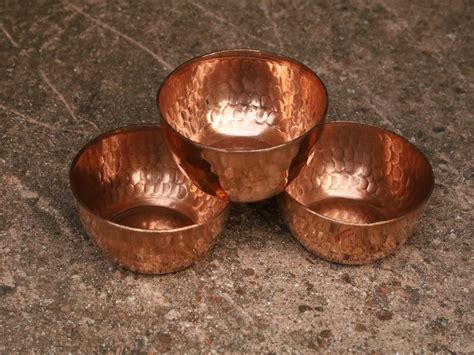 Handmade Copper Tea Light Holder Set Of 3 Votive Holders Etsy