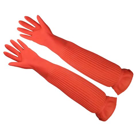 Warm Dishwashing Glove Water Dust Stop Cleaning Long Rubber Gloves Waterproof Household Gloves