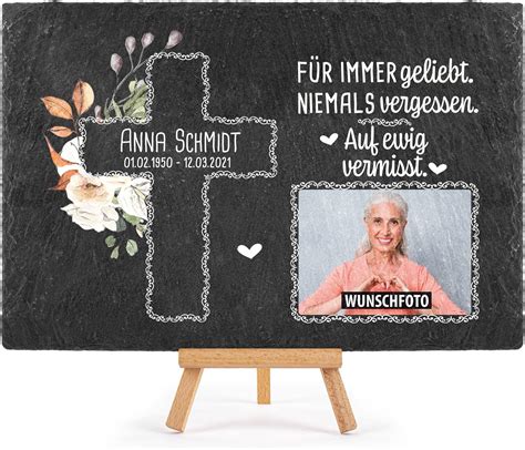 Amazon De Schieferplatte Selbst Gestalten Gedenktafel Mit Foto Name