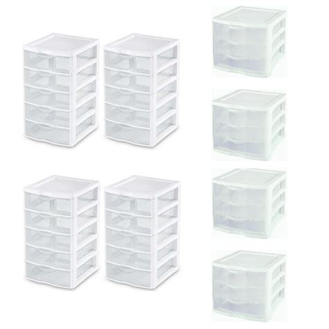 Sterilite Small 5 Drawer Unit 4 Pack W Sterilite Storage Cabinet 4