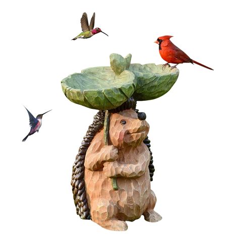 Eudgs Resin Birdbath Polyresin Antique Garden Bird Bath For Home Garden