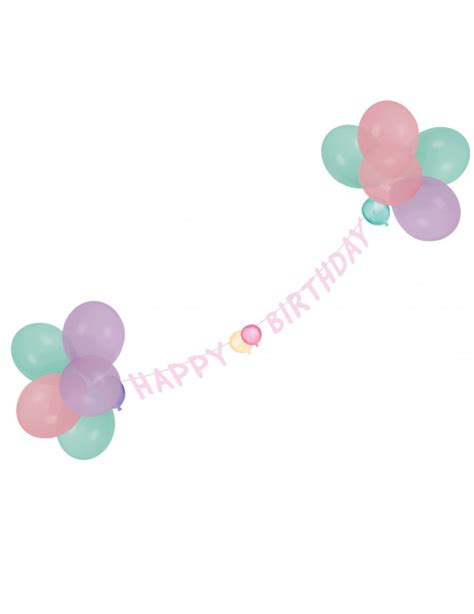 Guirlande Avec Ballons Happy Birthday Pastel 1 5 M Vegaooparty