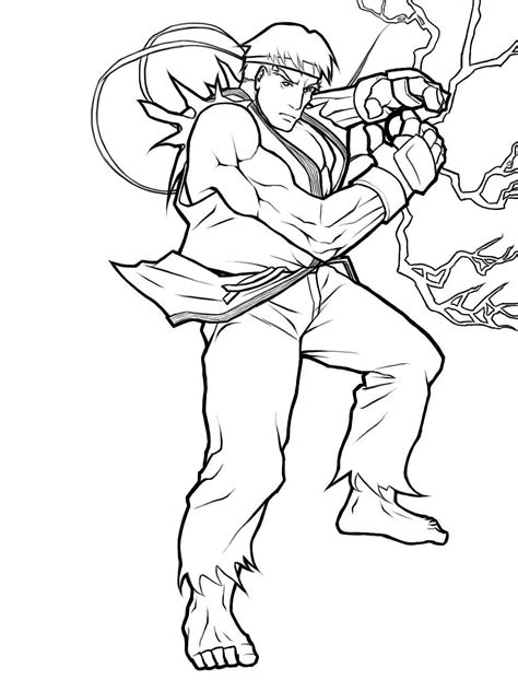 Ryu From Street Fighter Coloring Page